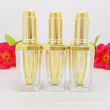 10ml In Stock Ready to Ship Gold Empty Serum Bottle Plastic Container Acrylic Dropper Bottle for Skin Care Packaging